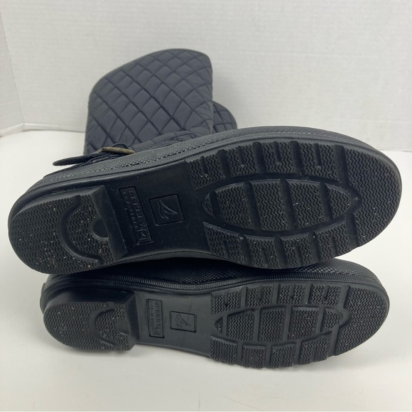 Sperry Top-Sider Hingham Black Tall Quilted Rubber Waterproof Rain Boots Sz 6 - Picture 15 of 16